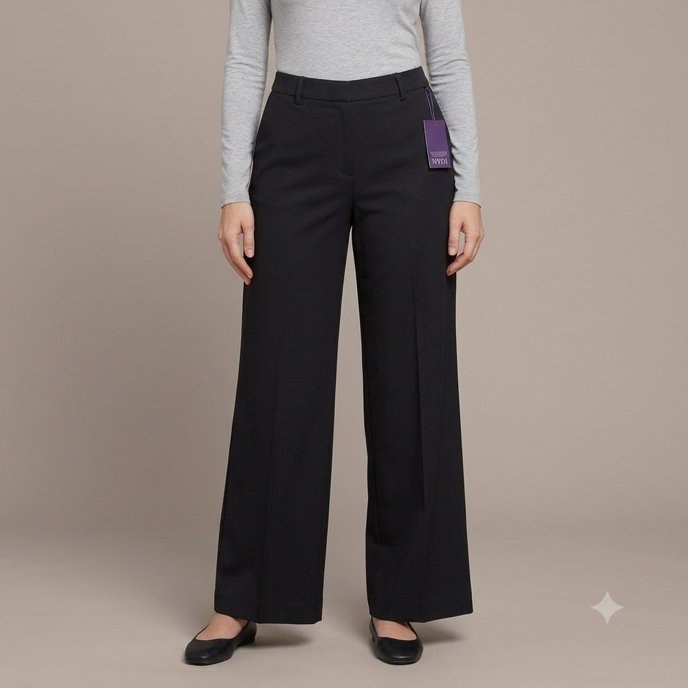 NYDJ Whitney Trouser Women's Size 14 Black Wide Leg High Rise Dress Pants‎ NWT
